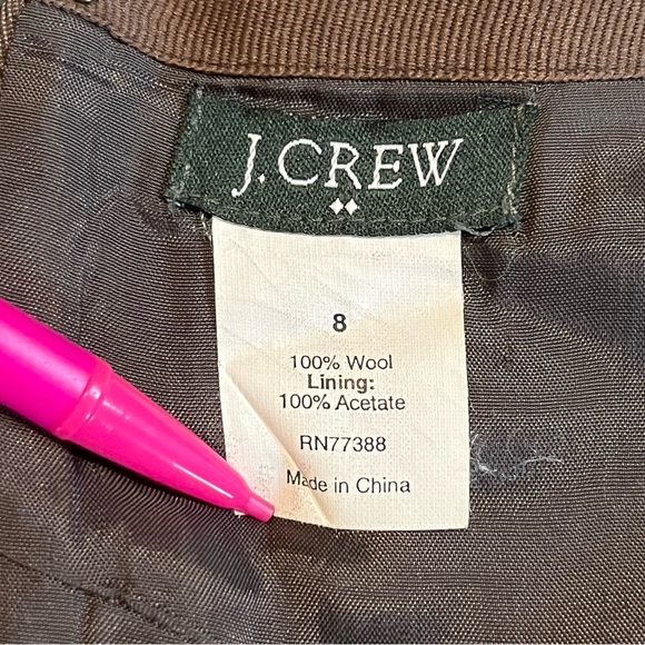 Vintage J.CREW Wool Pencil Skirt Womens Size 8 Brown Lined Business Acedamia - Picture 4 of 10